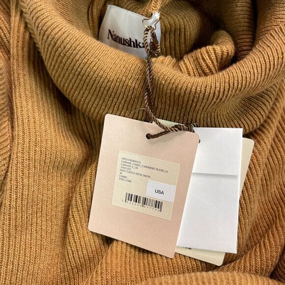 Nanushka CANAAN Cashmere-blend Turtleneck Dress Camel - Picture 8 of 12